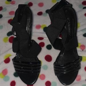 Black Elastic Strap Women's Sandals